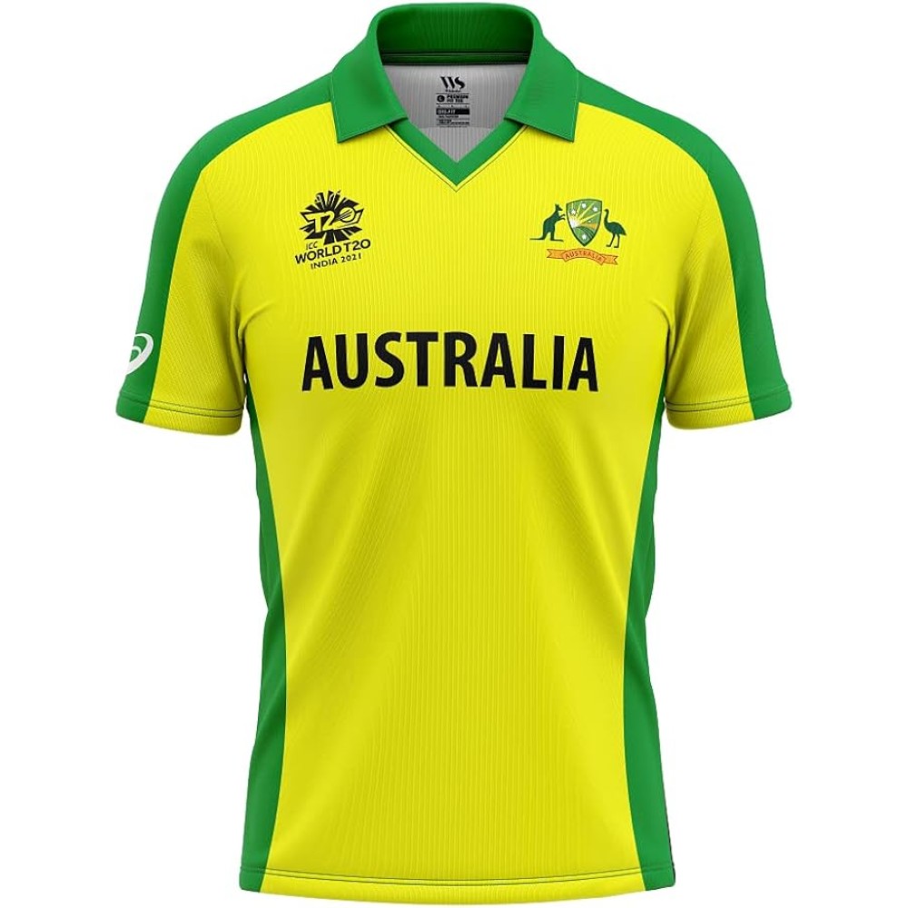 Australia T20 World Cup 2021 Half Sleeves Cricket Fan Jersey - 100% Dryfit Polyester - With Name Personalization