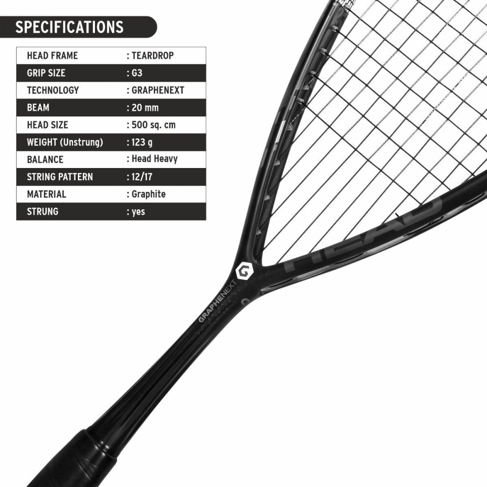 HEAD Graphene XT Hurricane 123 Squash Racquet (Black) HEAD Graphene XT Hurricane 123 Squash Racquet (Black)