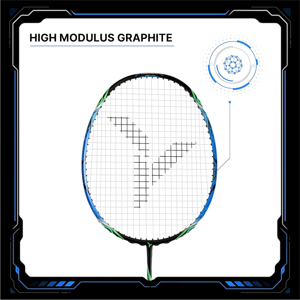 YOUNG Fury 11 Graphite Professional Badminton Racket, Lightweight, High Modulus 24-Ton Graphite, Strung, Includes Full Cover