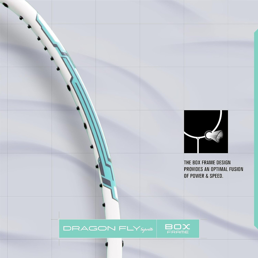 Young Dragonfly Superlite (72g, Hyper-Light) 30 LBS | UHM Japanese Carbon Fibre | Lightweight & Super-Speed | Head Heavy Graphite Badminton Racket with Customization and Full Cover (White) Young Dragonfly Superlite (72g, Hyper-Light) 30 LBS | UHM Japanese Carbon Fibre | Lightweight & Super-Speed | Head Heavy Graphite Badminton Racket with Customization and Full Cover (White)