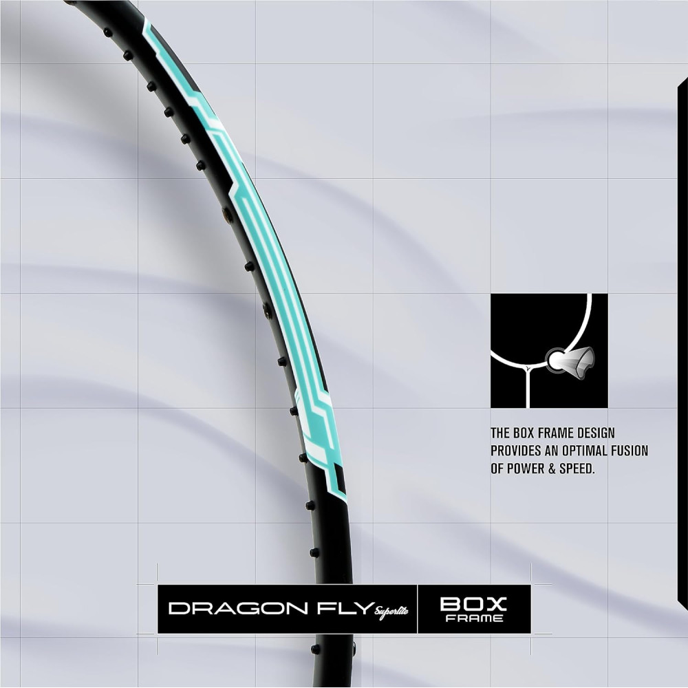 Young Dragonfly Superlite (72g, Hyper-Light) 30 LBS | UHM Japanese Carbon Fibre | Lightweight & Super-Speed | Head Heavy Graphite Badminton Racket with Customization and Full Cover (White) Young Dragonfly Superlite (72g, Hyper-Light) 30 LBS | UHM Japanese Carbon Fibre | Lightweight & Super-Speed | Head Heavy Graphite Badminton Racket with Customization and Full Cover (White)