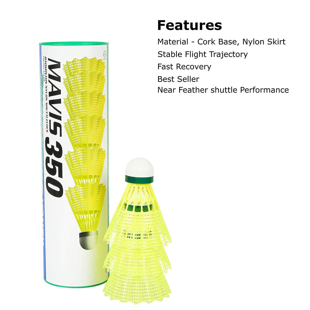 Yonex Mavis 350 Green Cap Nylon Shuttlecock (Yellow) Yonex Mavis 350 Green Cap Nylon Shuttlecock (Yellow)