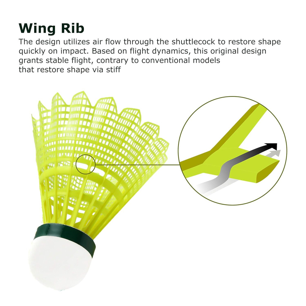 Yonex Mavis 2000 Green Cap Nylon Shuttlecock, Pack of 6 - Made in Japan Yonex Mavis 2000 Green Cap Nylon Shuttlecock, Pack of 6 - Made in Japan