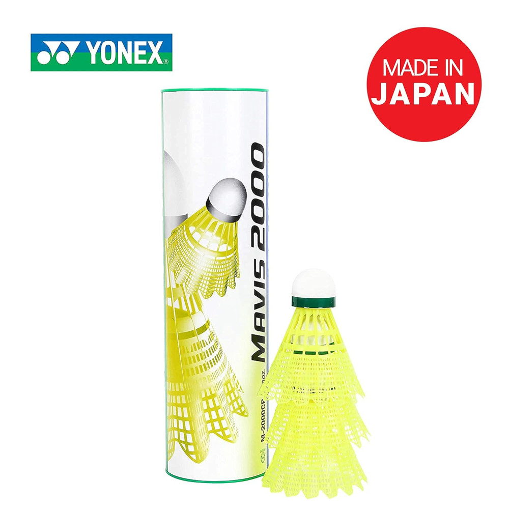 Yonex Mavis 2000 Green Cap Nylon Shuttlecock, Pack of 6 - Made in Japan Yonex Mavis 2000 Green Cap Nylon Shuttlecock, Pack of 6 - Made in Japan