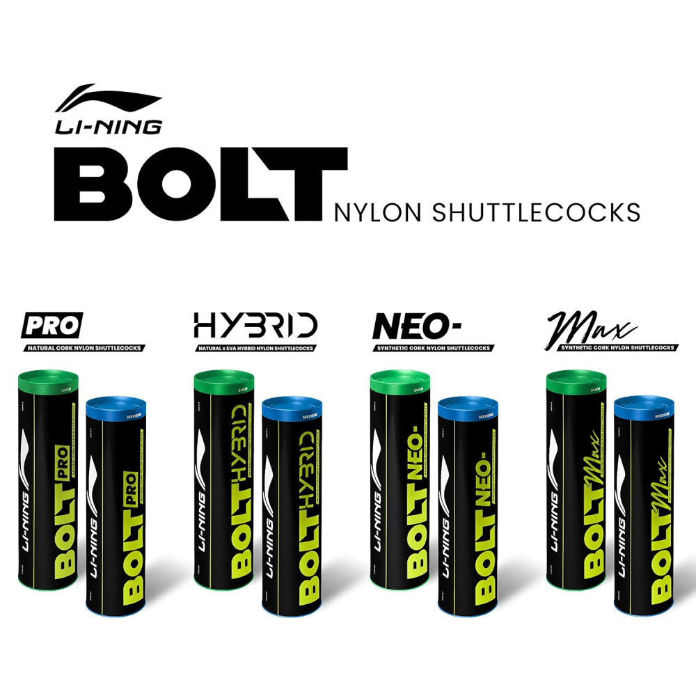 Li-Ning Bolt Neo (6 in 1) Nylon Badminton Shuttlecocks (Yellow) Li-Ning Bolt Neo (6 in 1) Nylon Badminton Shuttlecocks (Yellow)