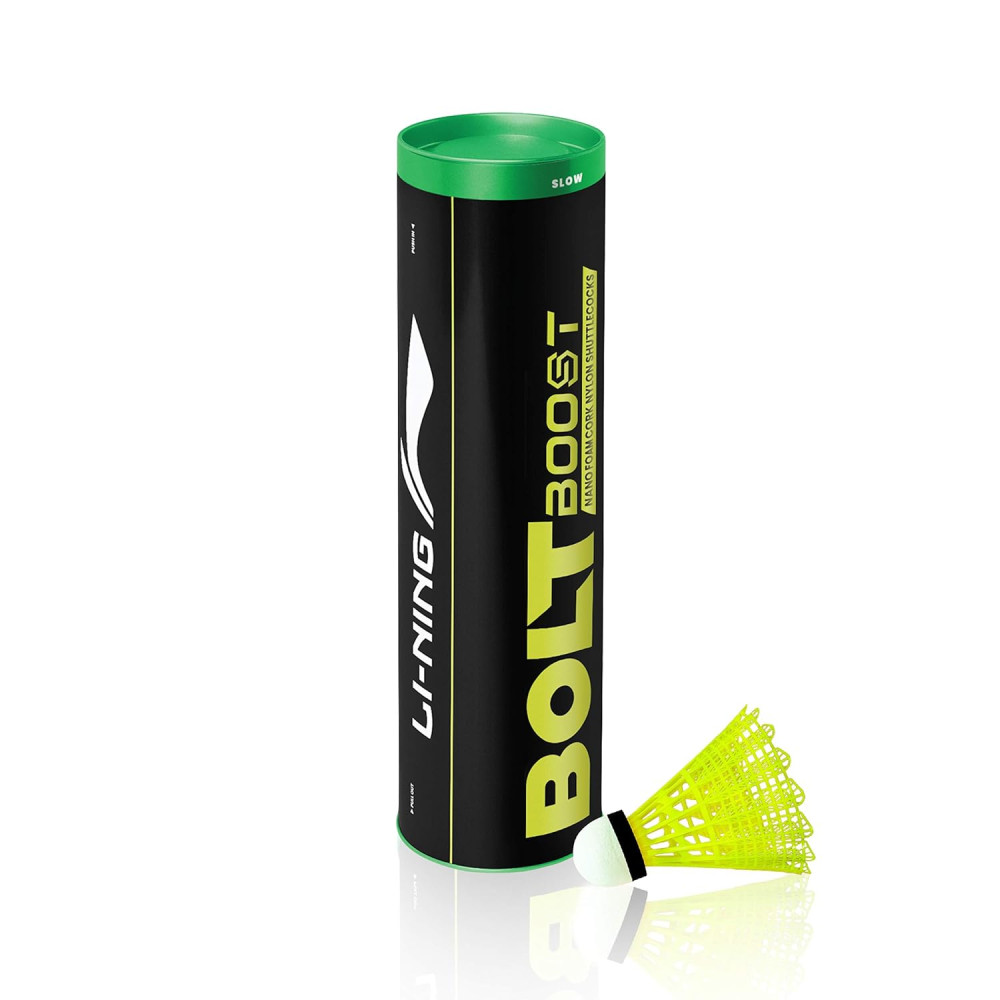 Li-Ning Bolt Boost Nylon Badminton Shuttlecocks (Yellow, Slow Speed) | High Quality | Synthetic Cork Li-Ning Bolt Boost Nylon Badminton Shuttlecocks (Yellow, Slow Speed) | High Quality | Synthetic Cork