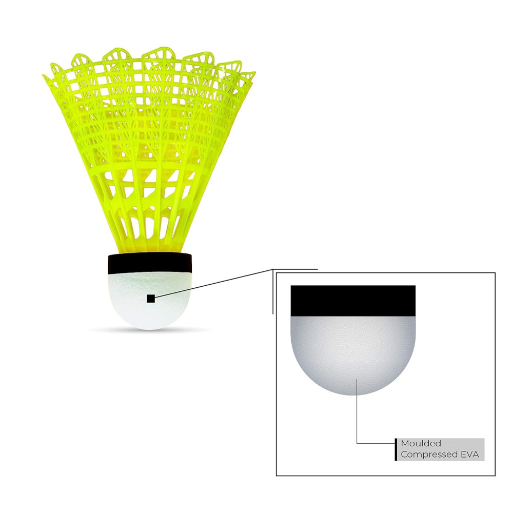 Li-Ning Bolt Boost Nylon Badminton Shuttlecocks (Yellow, Slow Speed) | High Quality | Synthetic Cork Li-Ning Bolt Boost Nylon Badminton Shuttlecocks (Yellow, Slow Speed) | High Quality | Synthetic Cork