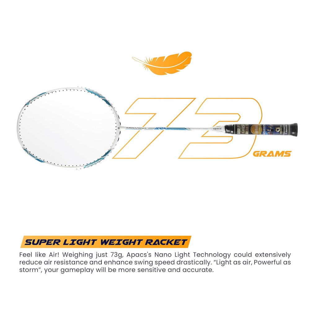 Apacs Asgardia Control (73 grams Ultra Lightweight) Made in Vietnam | Japanese Graphite Unstrung Badminton Racket with Full Cover | G2-4 1/8 inches (Orange) Apacs Asgardia Control (73 grams Ultra Lightweight) Made in Vietnam | Japanese Graphite Unstrung Badminton Racket with Full Cover | G2-4 1/8 inches (Orange)