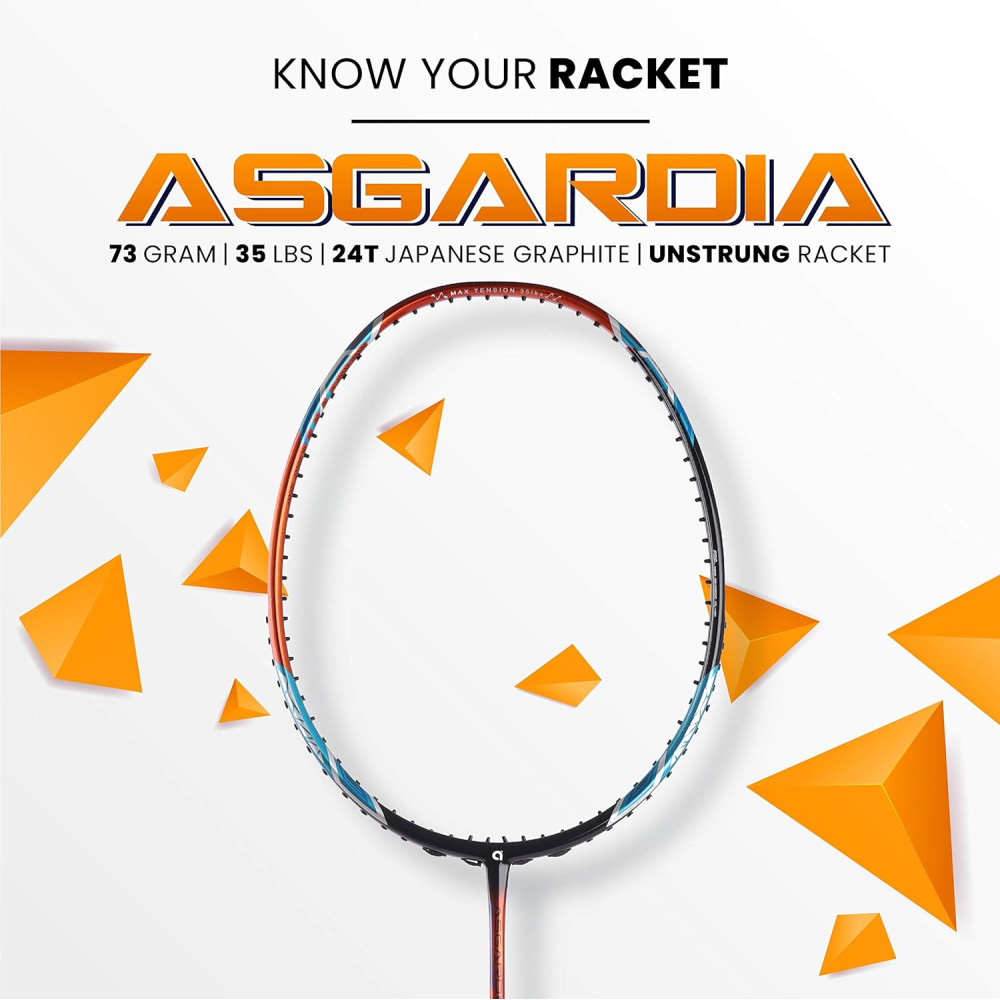 Apacs Asgardia Control (73 grams Ultra Lightweight) Made in Vietnam | Japanese Graphite Unstrung Badminton Racket with Full Cover | G2-4 1/8 inches (Orange) Apacs Asgardia Control (73 grams Ultra Lightweight) Made in Vietnam | Japanese Graphite Unstrung Badminton Racket with Full Cover | G2-4 1/8 inches (Orange)