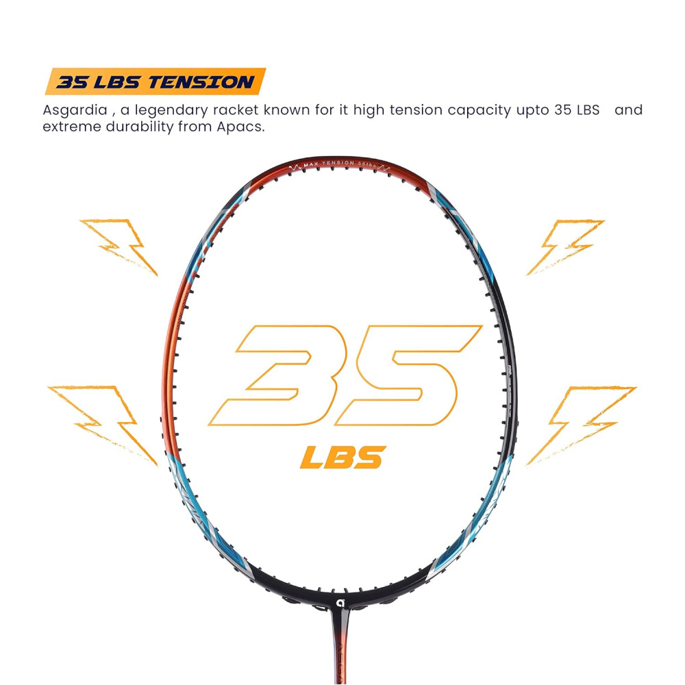 Apacs Asgardia Control (73 grams Ultra Lightweight) Made in Vietnam | Japanese Graphite Unstrung Badminton Racket with Full Cover | G2-4 1/8 inches (Orange) Apacs Asgardia Control (73 grams Ultra Lightweight) Made in Vietnam | Japanese Graphite Unstrung Badminton Racket with Full Cover | G2-4 1/8 inches (Orange)