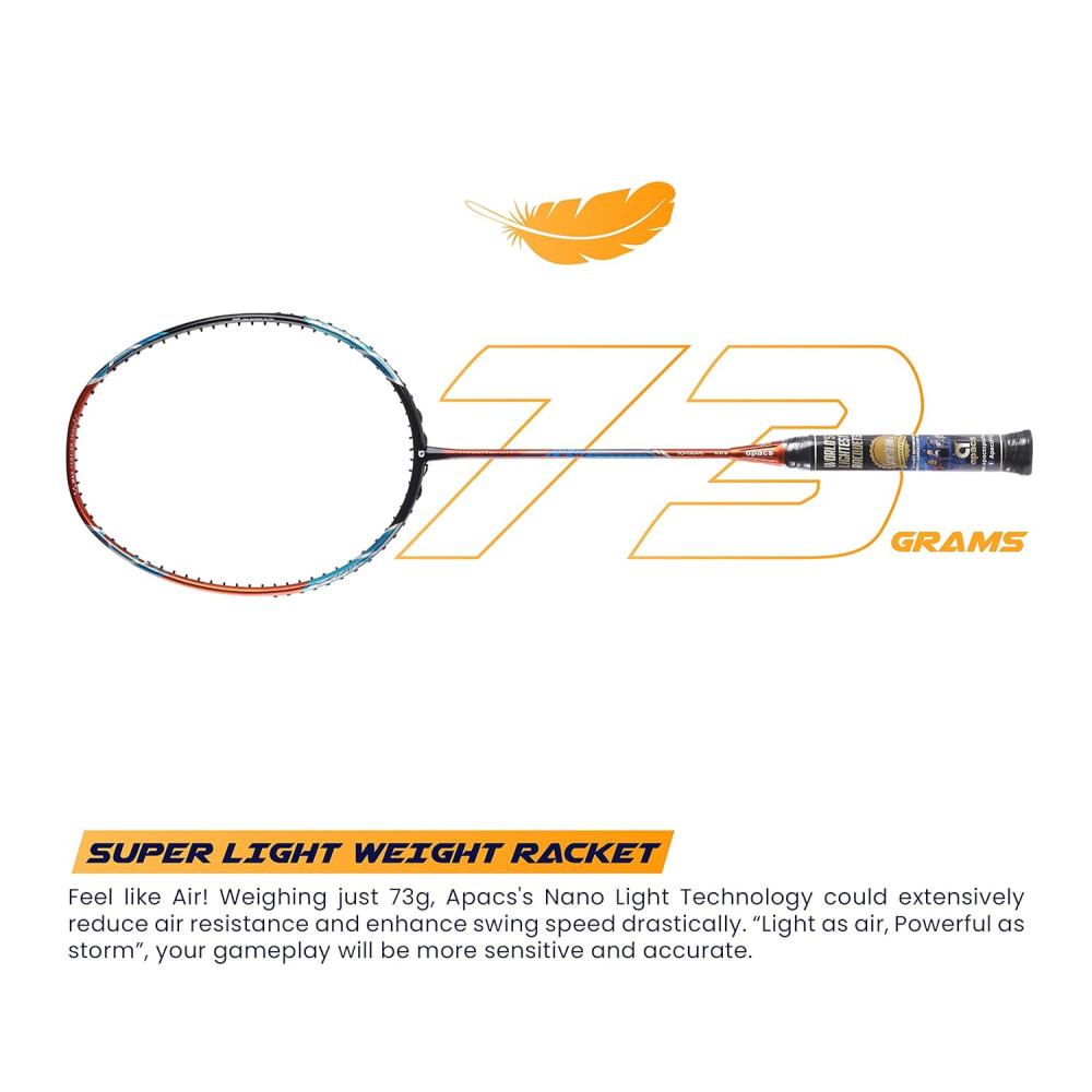 Apacs Asgardia Control (73 grams Ultra Lightweight) Made in Vietnam | Japanese Graphite Unstrung Badminton Racket with Full Cover | G2-4 1/8 inches (Orange) Apacs Asgardia Control (73 grams Ultra Lightweight) Made in Vietnam | Japanese Graphite Unstrung Badminton Racket with Full Cover | G2-4 1/8 inches (Orange)
