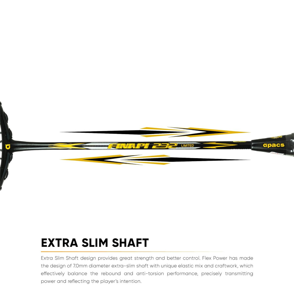 Apacs Finapi 232 Limited Edition (38 LBS Mega Tension) Made in Vietnam | Japanese Graphite Unstrung Badminton Racket (Black Red Gold) Apacs Finapi 232 Limited Edition (38 LBS Mega Tension) Made in Vietnam | Japanese Graphite Unstrung Badminton Racket (Black Red Gold)
