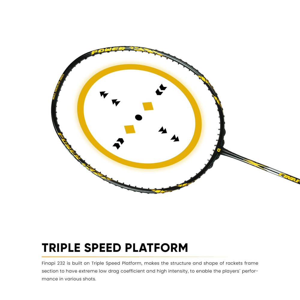 Apacs Finapi 232 Limited Edition (38 LBS Mega Tension) Made in Vietnam | Japanese Graphite Unstrung Badminton Racket (Black Red Gold) Apacs Finapi 232 Limited Edition (38 LBS Mega Tension) Made in Vietnam | Japanese Graphite Unstrung Badminton Racket (Black Red Gold)
