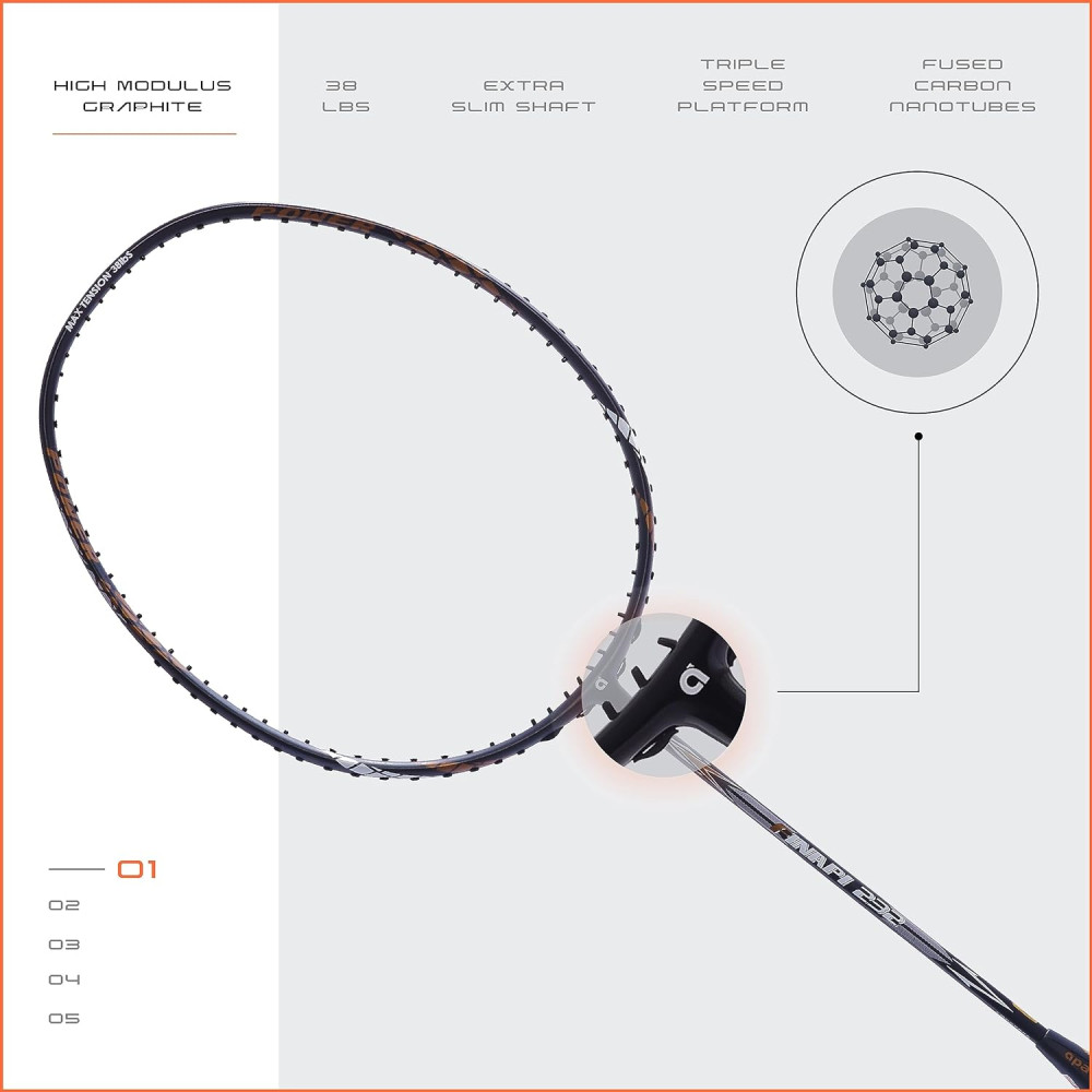 Apacs Finapi 232 (Unstrung, 38 LBS Max Tension) Made in Vietnam | 100% Japanese Graphite | High Modulus | High Power Badminton Racket with Free Full Cover | G1-4 1/4 inches (Black) Apacs Finapi 232 (Unstrung, 38 LBS Max Tension) Made in Vietnam | 100% Japanese Graphite | High Modulus | High Power Badminton Racket with Free Full Cover | G1-4 1/4 inches (Black)