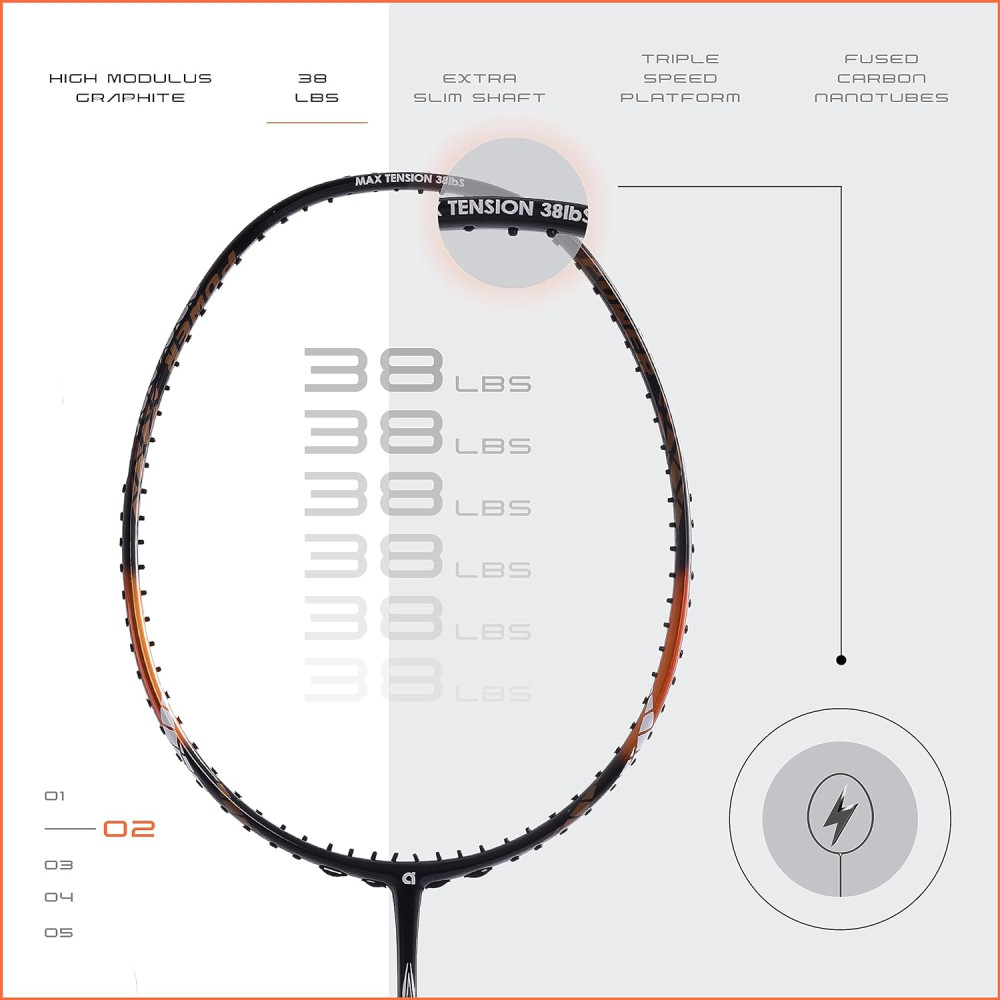 Apacs Finapi 232 (Unstrung, 38 LBS Max Tension) Made in Vietnam | 100% Japanese Graphite | High Modulus | High Power Badminton Racket with Free Full Cover | G1-4 1/4 inches (Black) Apacs Finapi 232 (Unstrung, 38 LBS Max Tension) Made in Vietnam | 100% Japanese Graphite | High Modulus | High Power Badminton Racket with Free Full Cover | G1-4 1/4 inches (Black)