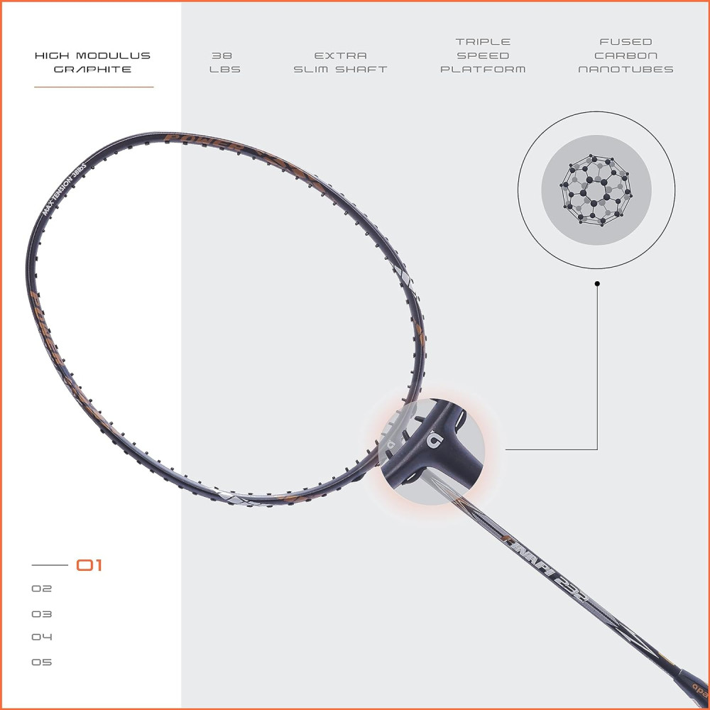 Apacs Finapi 232 (Unstrung, 38 LBS Max Tension) Made in Vietnam | 100% Japanese Graphite | High Modulus | High Power Badminton Racket with Free Full Cover | G1-4 1/4 inches (Black) Apacs Finapi 232 (Unstrung, 38 LBS Max Tension) Made in Vietnam | 100% Japanese Graphite | High Modulus | High Power Badminton Racket with Free Full Cover | G1-4 1/4 inches (Black)