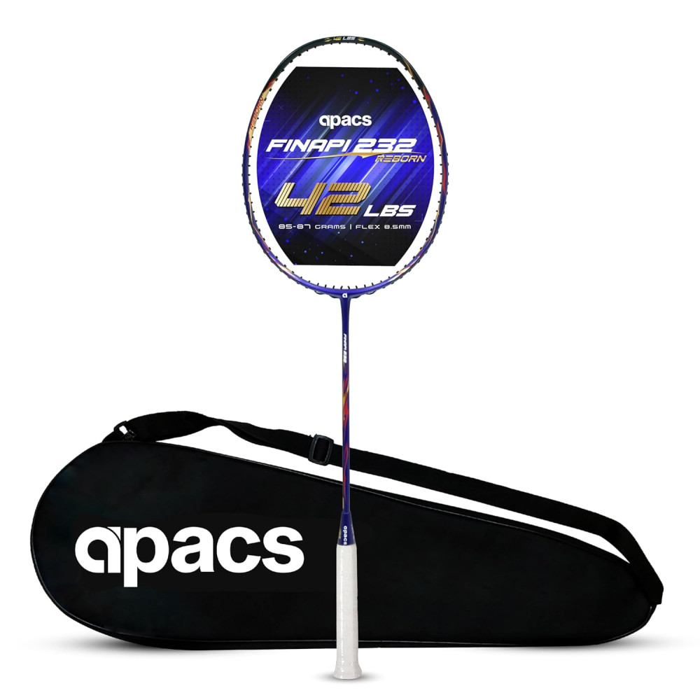 Apacs Finapi 232 Reborn (Unstrung, 42 LBS Mega Tension, World's Toughest Frame) Power Series Badminton Racket | Made with 100% Japanese Ultra Graphite Badminton Racquet with Full Cover (Black) Apacs Finapi 232 Reborn (Unstrung, 42 LBS Mega Tension, World's Toughest Frame) Power Series Badminton Racket | Made with 100% Japanese Ultra Graphite Badminton Racquet with Full Cover (Black)