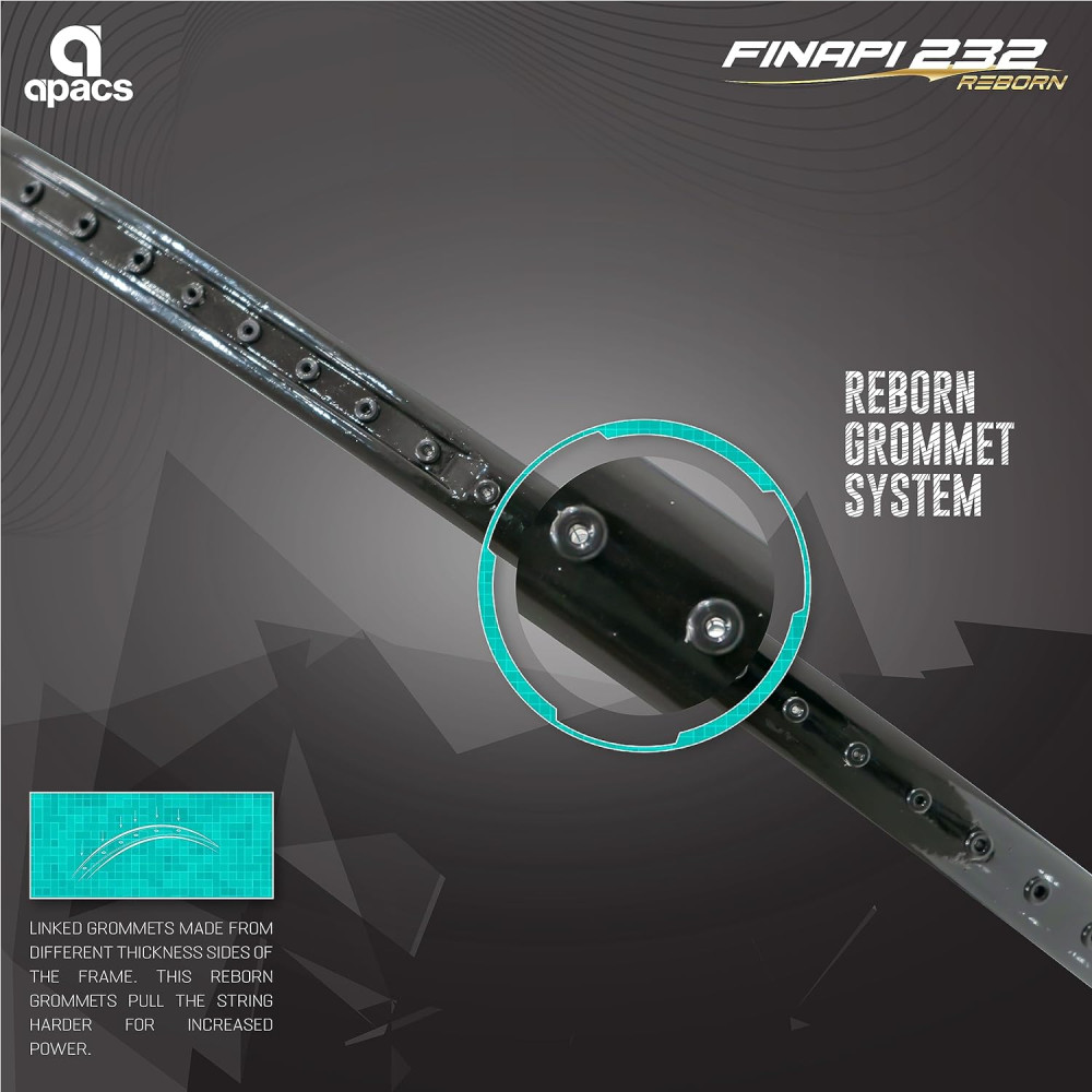 Apacs Finapi 232 Reborn (Unstrung, 42 LBS Mega Tension, World's Toughest Frame) Power Series Badminton Racket | Made with 100% Japanese Ultra Graphite Badminton Racquet with Full Cover (Black) Apacs Finapi 232 Reborn (Unstrung, 42 LBS Mega Tension, World's Toughest Frame) Power Series Badminton Racket | Made with 100% Japanese Ultra Graphite Badminton Racquet with Full Cover (Black)