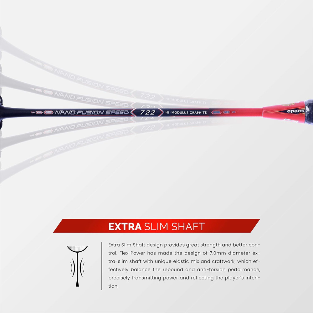 Apacs Nano Fusion Speed 722 (76 grams, Made in Vietnam) Ulta Light Weight | Japanese Graphite Unstrung Badminton Racket with Free Full Cover | G2-4 1/8 inches (Grey) Apacs Nano Fusion Speed 722 (76 grams, Made in Vietnam) Ulta Light Weight | Japanese Graphite Unstrung Badminton Racket with Free Full Cover | G2-4 1/8 inches (Grey)