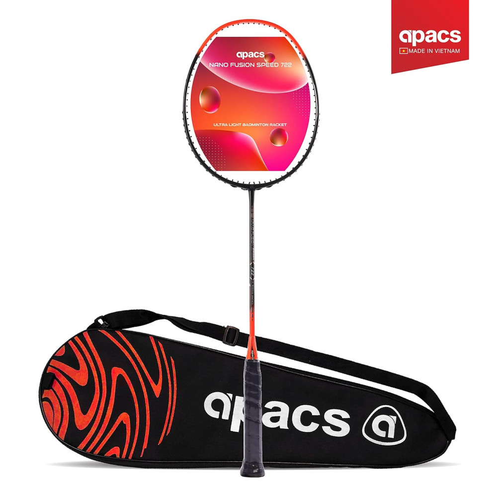 Apacs Nano Fusion Speed 722 (76 grams, Made in Vietnam) Ulta Light Weight | Japanese Graphite Unstrung Badminton Racket with Free Full Cover | G2-4 1/8 inches (Grey) Apacs Nano Fusion Speed 722 (76 grams, Made in Vietnam) Ulta Light Weight | Japanese Graphite Unstrung Badminton Racket with Free Full Cover | G2-4 1/8 inches (Grey)