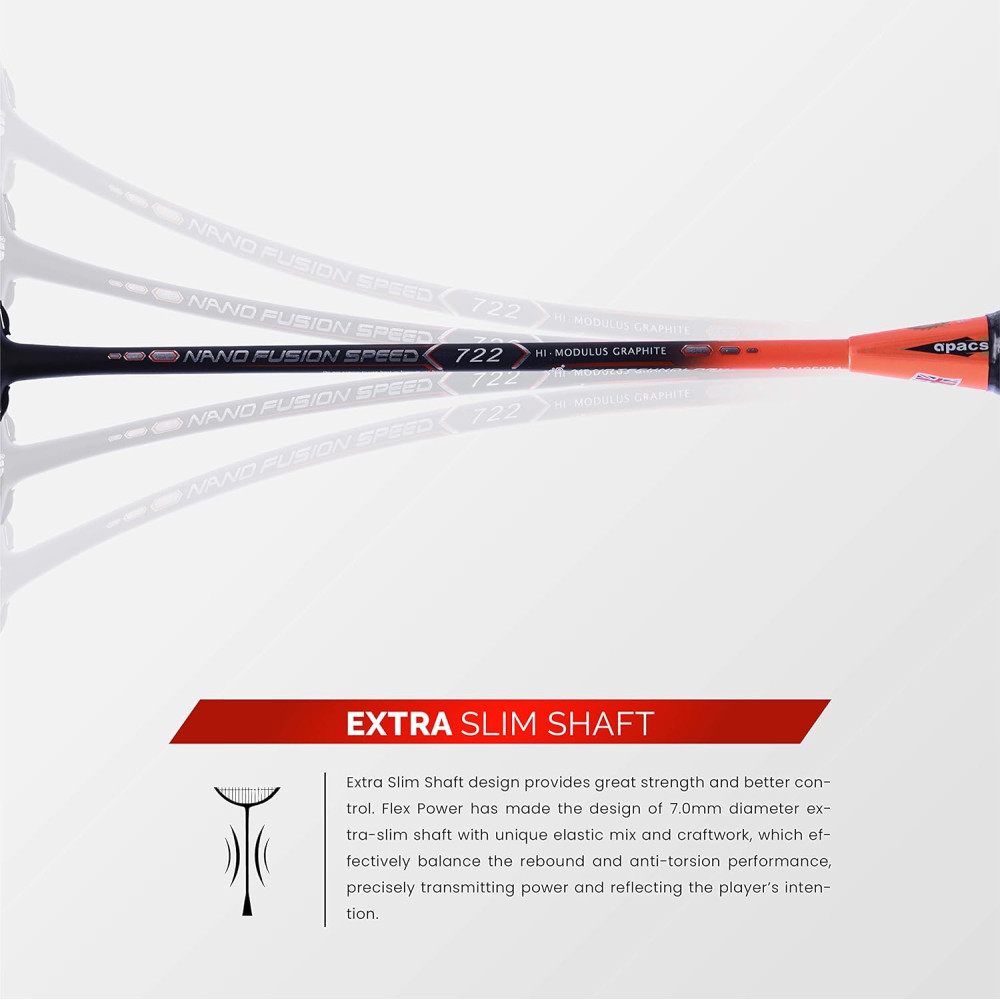 Apacs Nano Fusion Speed 722 (76 grams, Made in Vietnam) Ulta Light Weight | Japanese Graphite Unstrung Badminton Racket with Free Full Cover | G2-4 1/8 inches (Grey) Apacs Nano Fusion Speed 722 (76 grams, Made in Vietnam) Ulta Light Weight | Japanese Graphite Unstrung Badminton Racket with Free Full Cover | G2-4 1/8 inches (Grey)