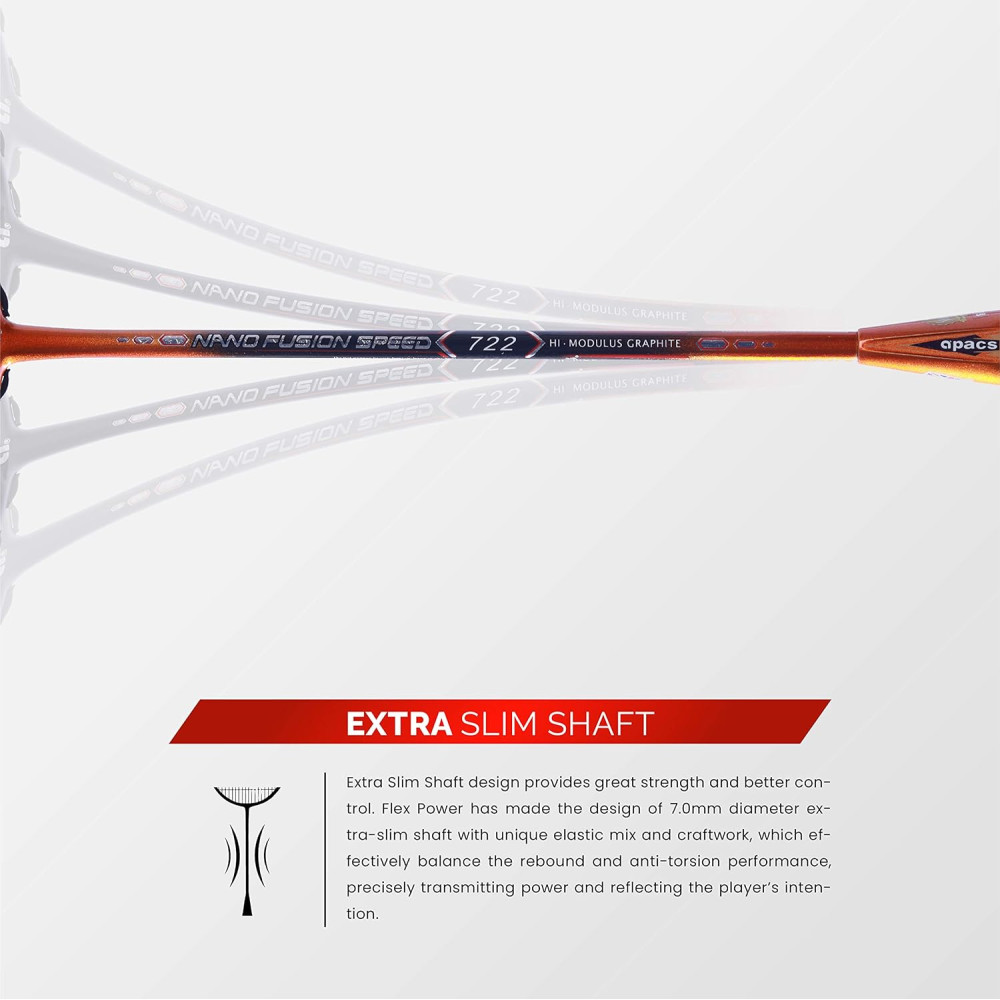Apacs Nano Fusion Speed 722 (76 grams, Made in Vietnam) Ulta Light Weight | Japanese Graphite Unstrung Badminton Racket with Free Full Cover | G2-4 1/8 inches (Grey) Apacs Nano Fusion Speed 722 (76 grams, Made in Vietnam) Ulta Light Weight | Japanese Graphite Unstrung Badminton Racket with Free Full Cover | G2-4 1/8 inches (Grey)