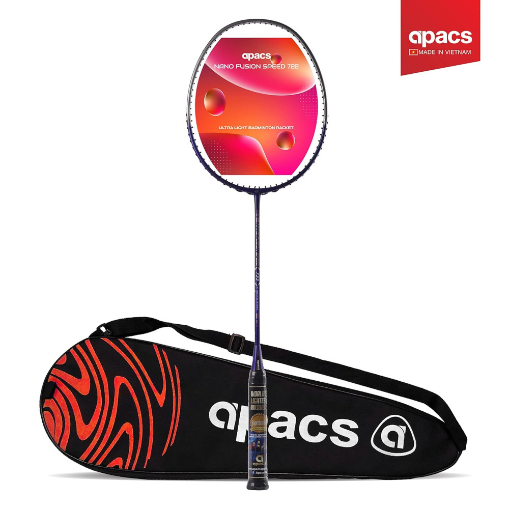 Apacs Nano Fusion Speed 722 (76 grams, Made in Vietnam) Ulta Light Weight | Japanese Graphite Unstrung Badminton Racket with Free Full Cover | G2-4 1/8 inches (Grey) Apacs Nano Fusion Speed 722 (76 grams, Made in Vietnam) Ulta Light Weight | Japanese Graphite Unstrung Badminton Racket with Free Full Cover | G2-4 1/8 inches (Grey)