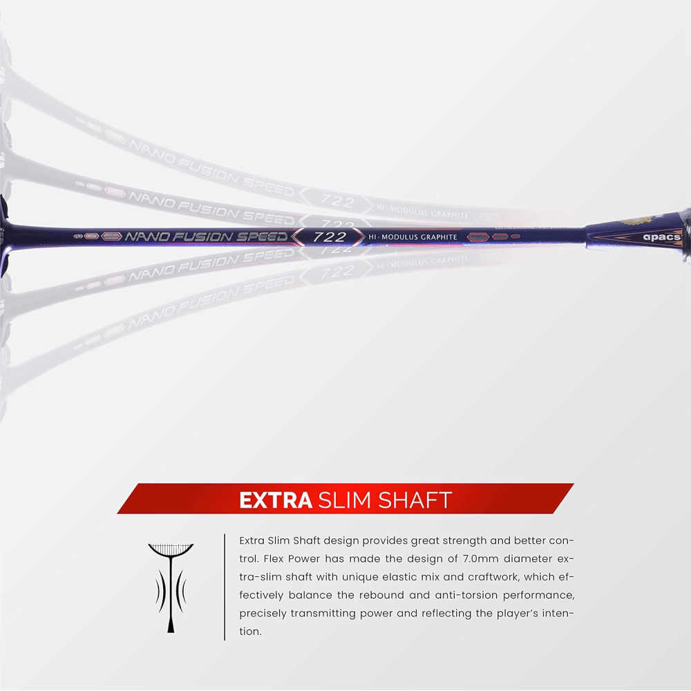 Apacs Nano Fusion Speed 722 (76 grams, Made in Vietnam) Ulta Light Weight | Japanese Graphite Unstrung Badminton Racket with Free Full Cover | G2-4 1/8 inches (Grey) Apacs Nano Fusion Speed 722 (76 grams, Made in Vietnam) Ulta Light Weight | Japanese Graphite Unstrung Badminton Racket with Free Full Cover | G2-4 1/8 inches (Grey)