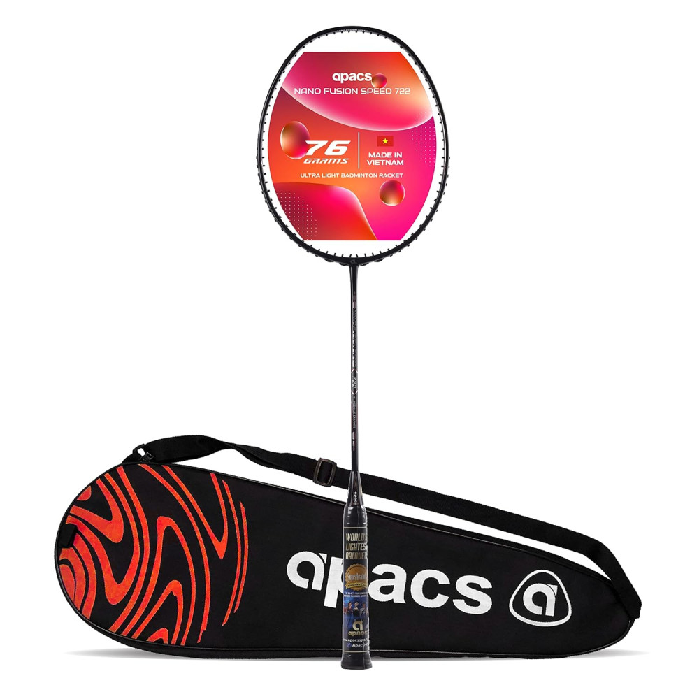 Apacs Nano Fusion Speed 722 (76 grams, Made in Vietnam) Ulta Light Weight | Japanese Graphite Unstrung Badminton Racket with Free Full Cover | G2-4 1/8 inches (Grey) Apacs Nano Fusion Speed 722 (76 grams, Made in Vietnam) Ulta Light Weight | Japanese Graphite Unstrung Badminton Racket with Free Full Cover | G2-4 1/8 inches (Grey)