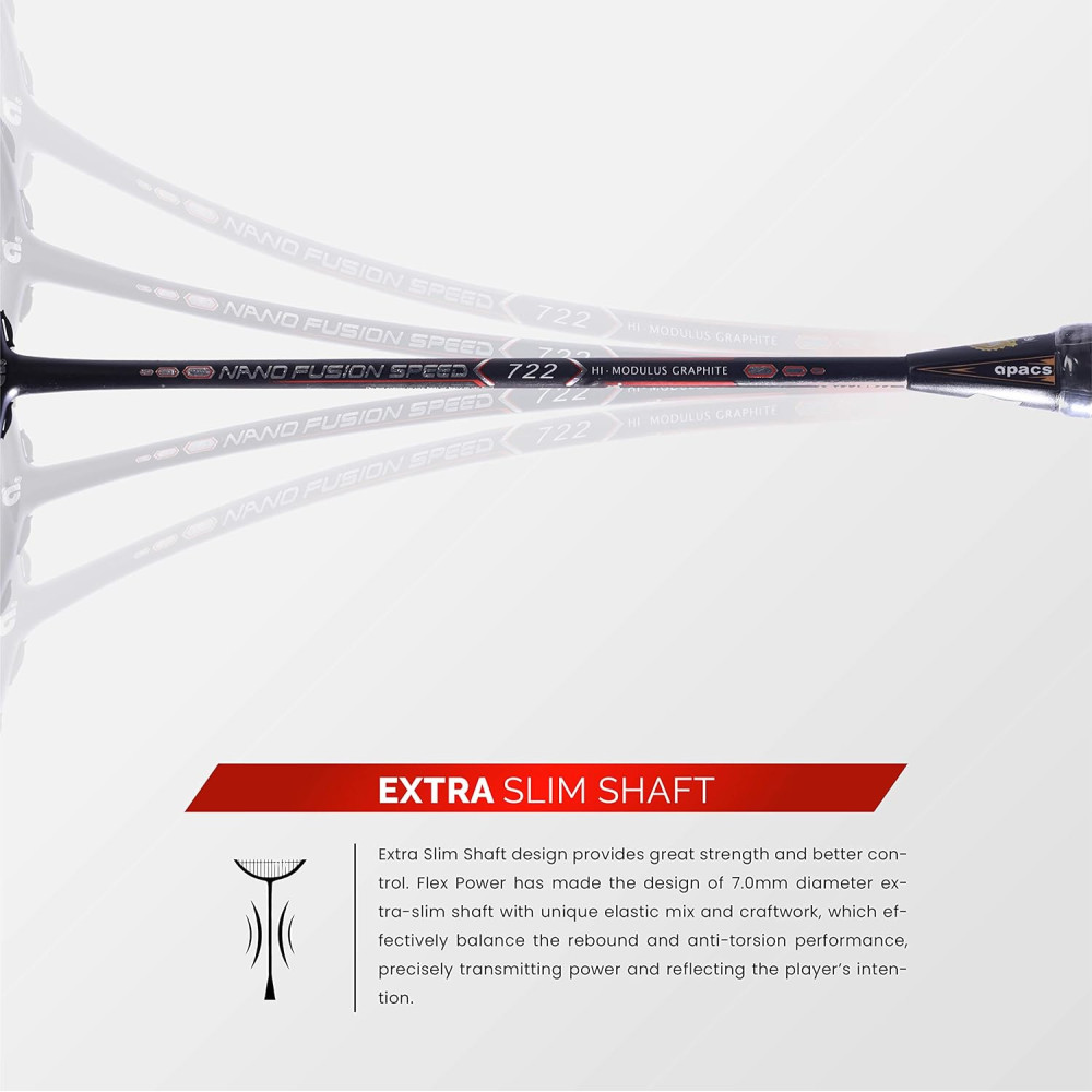 Apacs Nano Fusion Speed 722 (76 grams, Made in Vietnam) Ulta Light Weight | Japanese Graphite Unstrung Badminton Racket with Free Full Cover | G2-4 1/8 inches (Grey) Apacs Nano Fusion Speed 722 (76 grams, Made in Vietnam) Ulta Light Weight | Japanese Graphite Unstrung Badminton Racket with Free Full Cover | G2-4 1/8 inches (Grey)