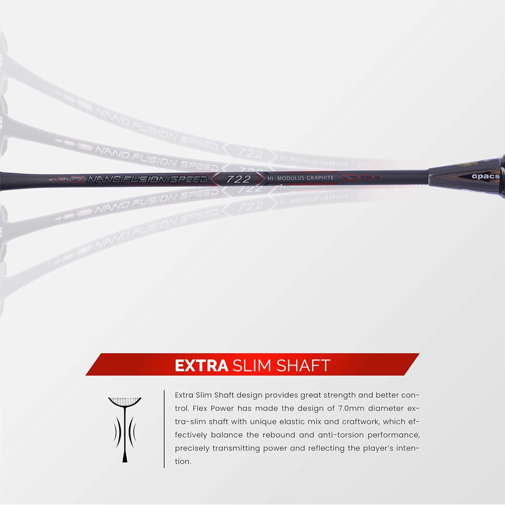 Apacs Nano Fusion Speed 722 (76 grams, Made in Vietnam) Ulta Light Weight | Japanese Graphite Unstrung Badminton Racket with Free Full Cover | G2-4 1/8 inches (Grey) Apacs Nano Fusion Speed 722 (76 grams, Made in Vietnam) Ulta Light Weight | Japanese Graphite Unstrung Badminton Racket with Free Full Cover | G2-4 1/8 inches (Grey)