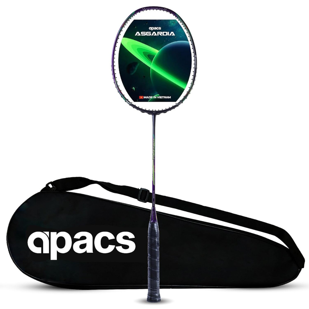 Apacs Asgardia Lite (73 grams Ultra Lightweight) Made in Vietnam | Japanese Graphite Unstrung Badminton Racket with Full Cover | G2-4 1/8 inches (Purple) Apacs Asgardia Lite (73 grams Ultra Lightweight) Made in Vietnam | Japanese Graphite Unstrung Badminton Racket with Full Cover | G2-4 1/8 inches (Purple)