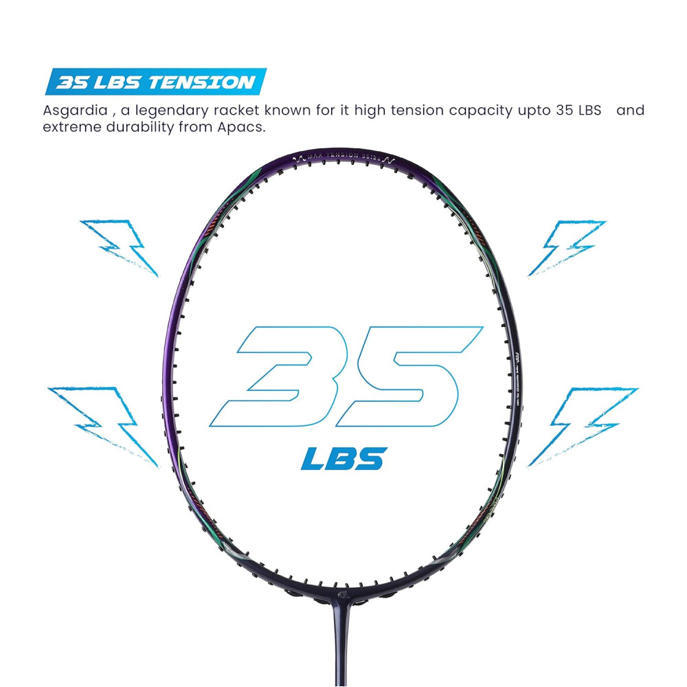 Apacs Asgardia Lite (73 grams Ultra Lightweight) Made in Vietnam | Japanese Graphite Unstrung Badminton Racket with Full Cover | G2-4 1/8 inches (Purple) Apacs Asgardia Lite (73 grams Ultra Lightweight) Made in Vietnam | Japanese Graphite Unstrung Badminton Racket with Full Cover | G2-4 1/8 inches (Purple)