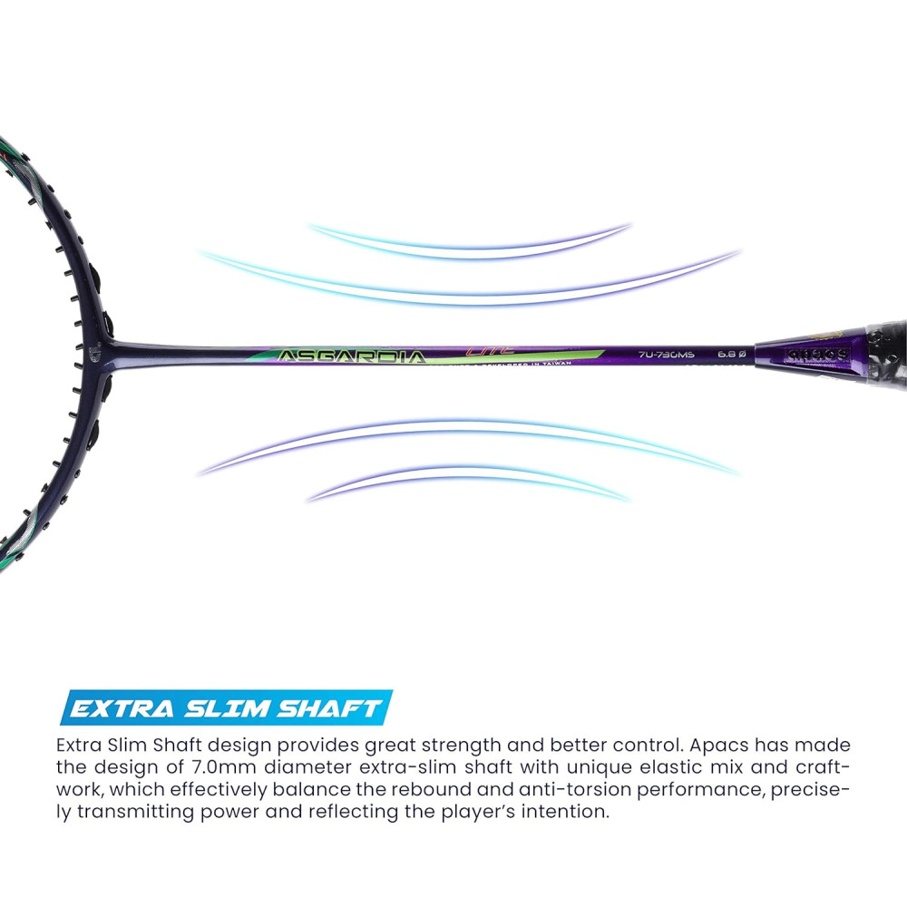 Apacs Asgardia Lite (73 grams Ultra Lightweight) Made in Vietnam | Japanese Graphite Unstrung Badminton Racket with Full Cover | G2-4 1/8 inches (Purple) Apacs Asgardia Lite (73 grams Ultra Lightweight) Made in Vietnam | Japanese Graphite Unstrung Badminton Racket with Full Cover | G2-4 1/8 inches (Purple)