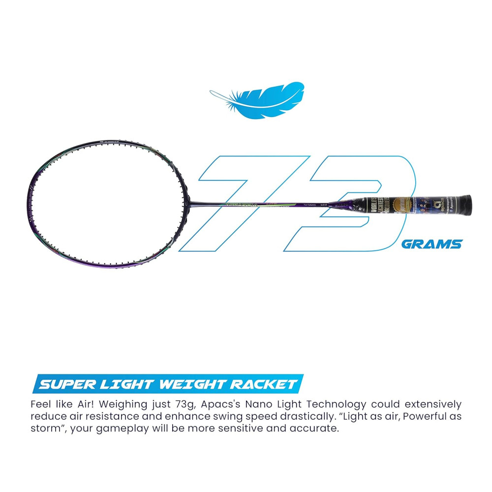 Apacs Asgardia Lite (73 grams Ultra Lightweight) Made in Vietnam | Japanese Graphite Unstrung Badminton Racket with Full Cover | G2-4 1/8 inches (Purple) Apacs Asgardia Lite (73 grams Ultra Lightweight) Made in Vietnam | Japanese Graphite Unstrung Badminton Racket with Full Cover | G2-4 1/8 inches (Purple)