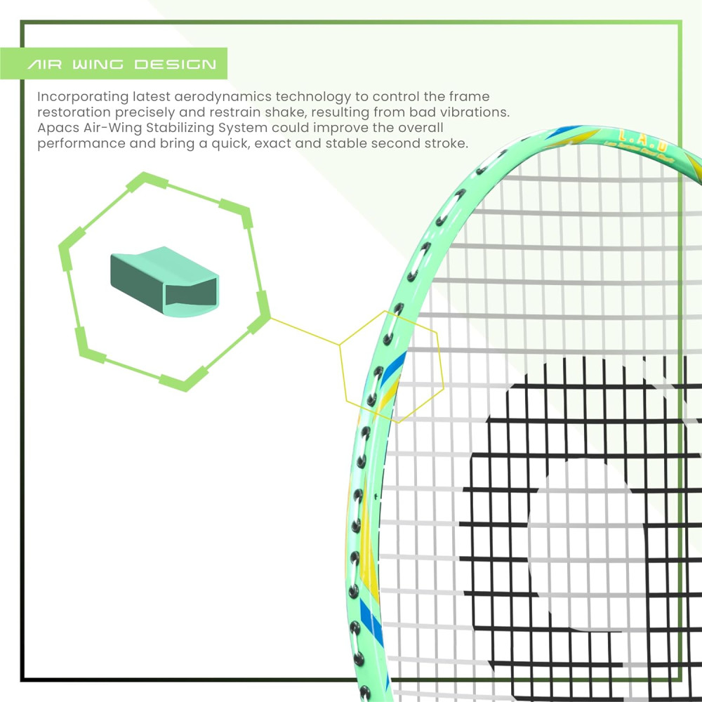Apacs Speed Pro 900 Strung | Head Heavy Badminton Racket for Intermediate Players (White Green) Apacs Speed Pro 900 Strung | Head Heavy Badminton Racket for Intermediate Players (White Green)
