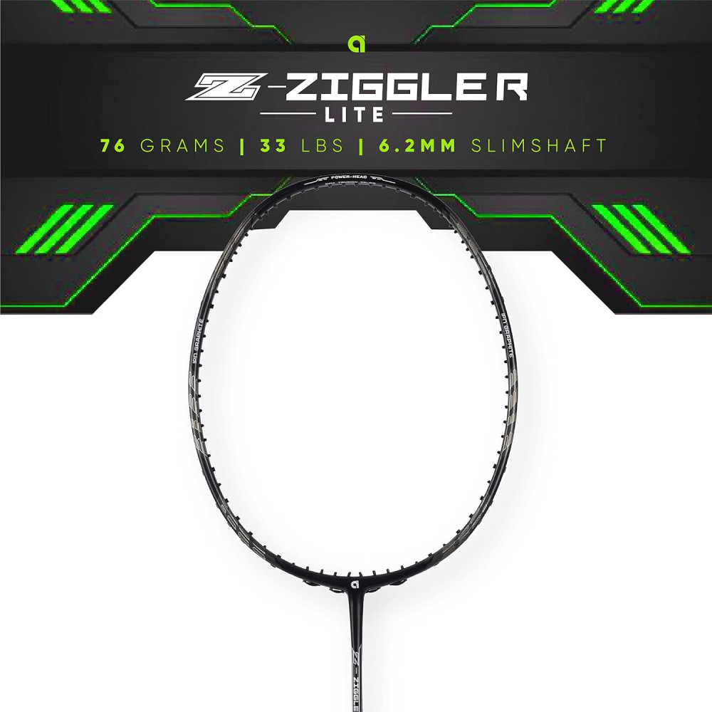 Apacs Z-Ziggler Lite (76g, 33 LBS) Unstrung Graphite Frame Badminton Racquet with Full Cover (Black/Dark Grey) Apacs Z-Ziggler Lite (76g, 33 LBS) Unstrung Graphite Frame Badminton Racquet with Full Cover (Black/Dark Grey)