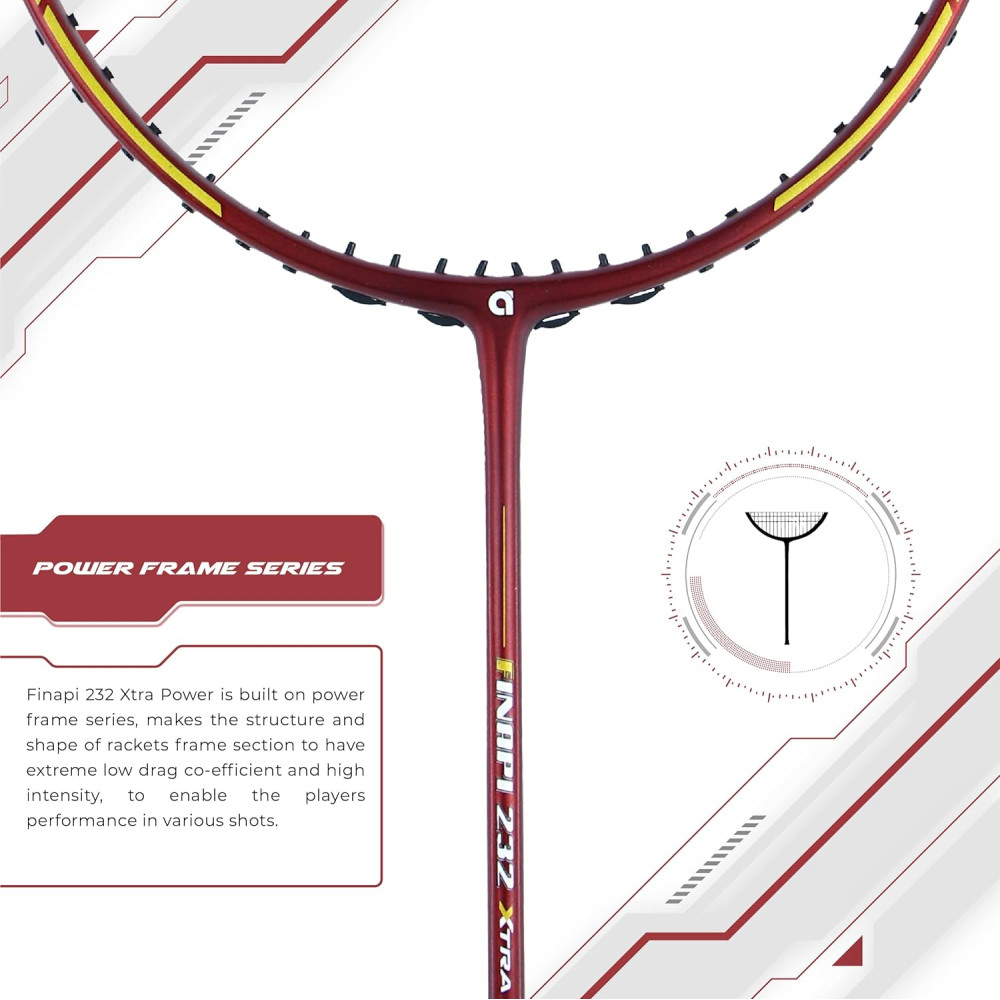 Apacs Finapi 232 Xtra Power (40LBS, 100% Top Grade UHM Japanese Graphite) Extra Strong Professional Unstrung Badminton Racket with Free Full Cover (Red Gold) Apacs Finapi 232 Xtra Power (40LBS, 100% Top Grade UHM Japanese Graphite) Extra Strong Professional Unstrung Badminton Racket with Free Full Cover (Red Gold)