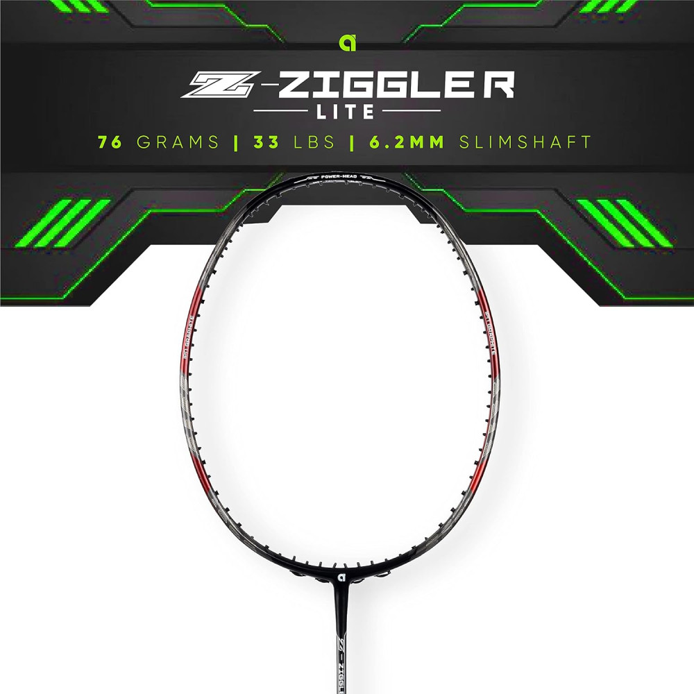Apacs Z-Ziggler Lite 76g, 33 LBS Unstrung Graphite Badminton Racquet with Full Cover (Black/Red) Apacs Z-Ziggler Lite 76g, 33 LBS Unstrung Graphite Badminton Racquet with Full Cover (Black/Red)