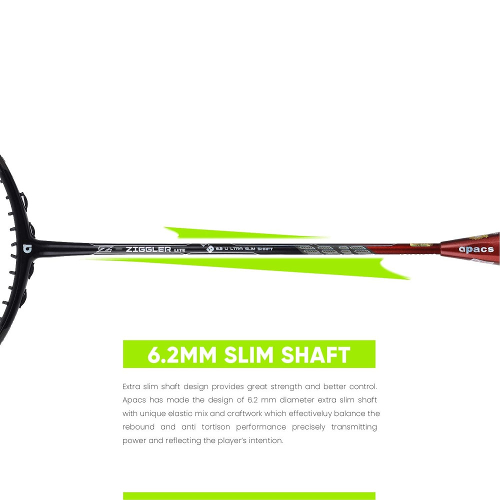 Apacs Z-Ziggler Lite 76g, 33 LBS Unstrung Graphite Badminton Racquet with Full Cover (Black/Red) Apacs Z-Ziggler Lite 76g, 33 LBS Unstrung Graphite Badminton Racquet with Full Cover (Black/Red)