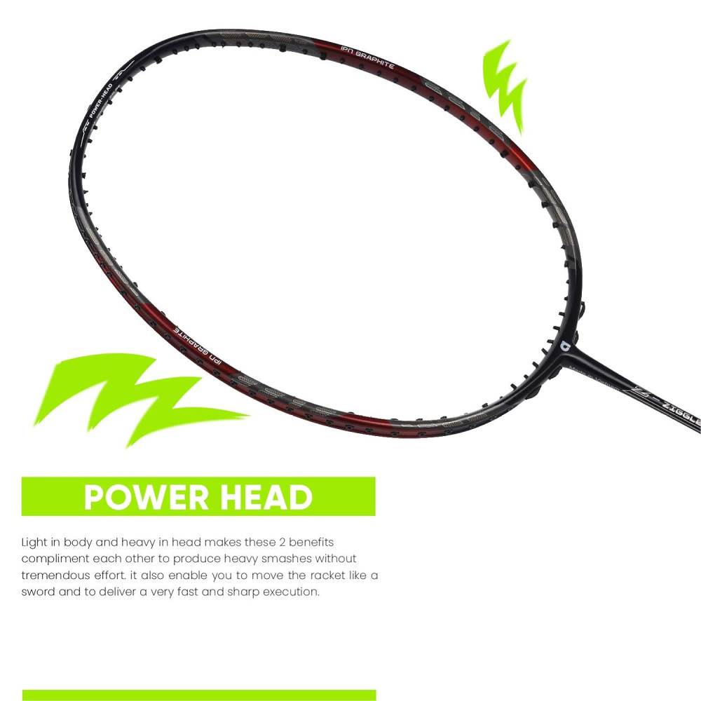 Apacs Z-Ziggler Lite 76g, 33 LBS Unstrung Graphite Badminton Racquet with Full Cover (Black/Red) Apacs Z-Ziggler Lite 76g, 33 LBS Unstrung Graphite Badminton Racquet with Full Cover (Black/Red)