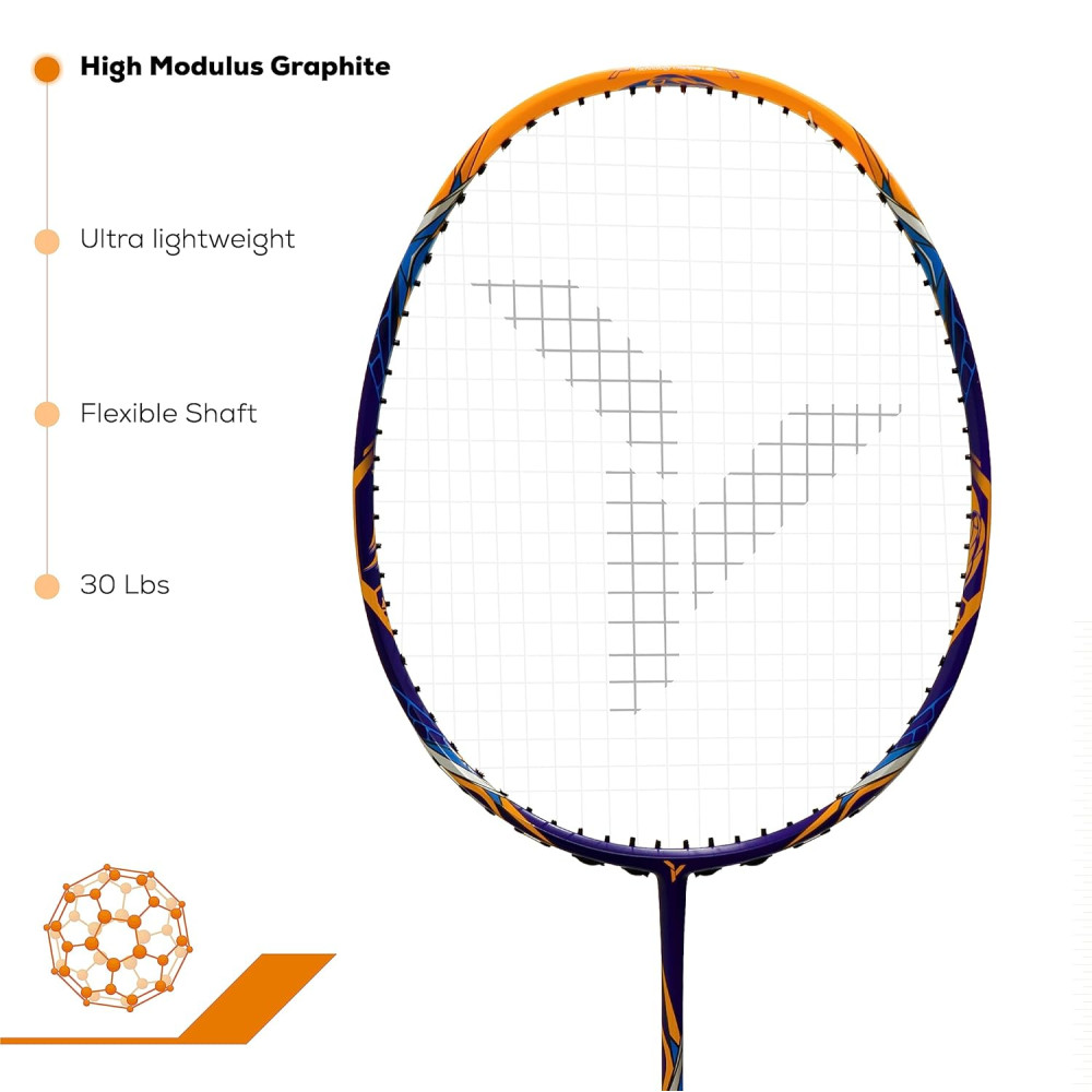 YOUNG (Malaysia) Fury 17 Graphite Professional Badminton Racket, Lightweight, Head Light, One Piece High Modulus 24-Ton Graphite (Orange/Blue), Strung, Includes Full Cover YOUNG (Malaysia) Fury 17 Graphite Professional Badminton Racket, Lightweight, Head Light, One Piece High Modulus 24-Ton Graphite (Orange/Blue), Strung, Includes Full Cover