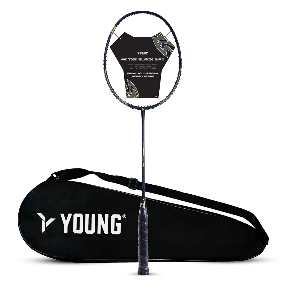 Young Black Bird P11 (30T Top Grade Japanese Graphite, 32LBS) Power-Speed Frame, Head Heavy Performance Grade Badminton Racket with Full Cover Young Black Bird P11 (30T Top Grade Japanese Graphite, 32LBS) Power-Speed Frame, Head Heavy Performance Grade Badminton Racket with Full Cover