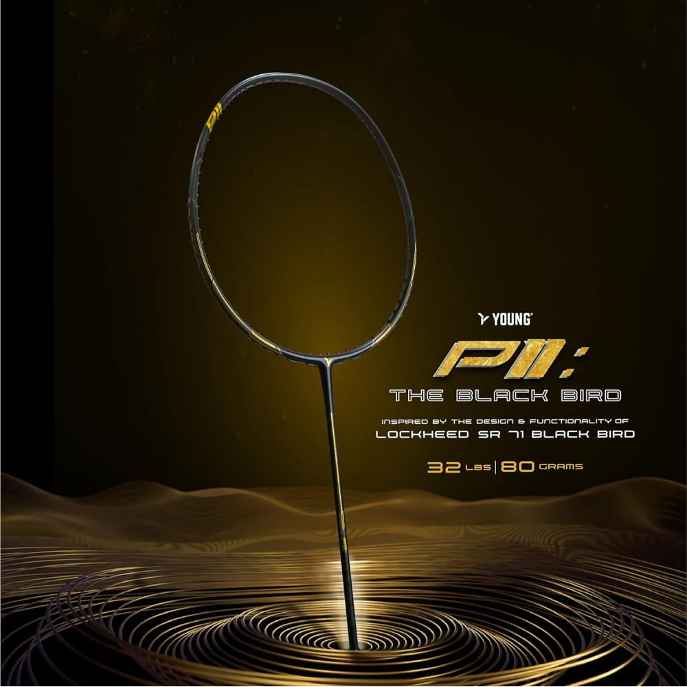 Young Black Bird P11 (30T Top Grade Japanese Graphite, 32LBS) Power-Speed Frame, Head Heavy Performance Grade Badminton Racket with Full Cover Young Black Bird P11 (30T Top Grade Japanese Graphite, 32LBS) Power-Speed Frame, Head Heavy Performance Grade Badminton Racket with Full Cover
