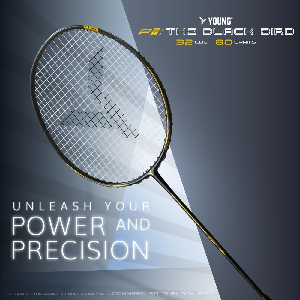 Young Black Bird P11 (30T Top Grade Japanese Graphite, 32LBS) Power-Speed Frame, Head Heavy Performance Grade Badminton Racket with Full Cover Young Black Bird P11 (30T Top Grade Japanese Graphite, 32LBS) Power-Speed Frame, Head Heavy Performance Grade Badminton Racket with Full Cover