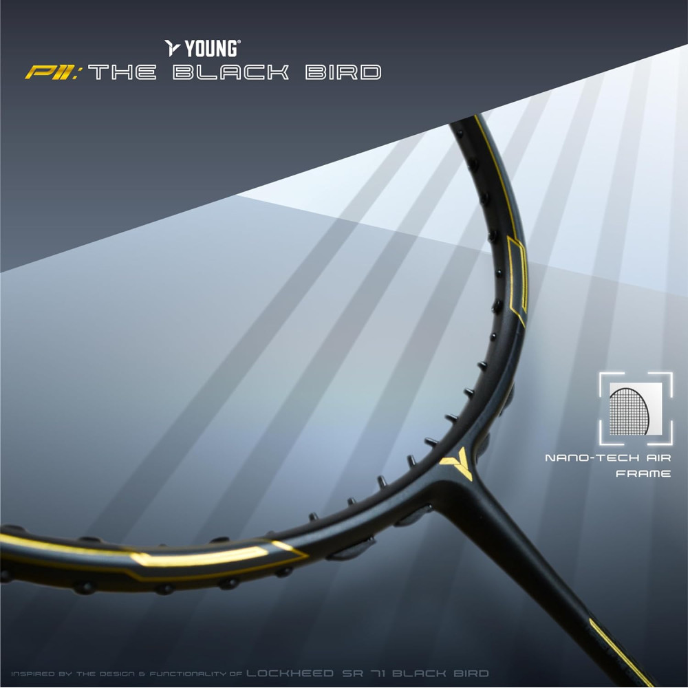 Young Black Bird P11 (30T Top Grade Japanese Graphite, 32LBS) Power-Speed Frame, Head Heavy Performance Grade Badminton Racket with Full Cover Young Black Bird P11 (30T Top Grade Japanese Graphite, 32LBS) Power-Speed Frame, Head Heavy Performance Grade Badminton Racket with Full Cover