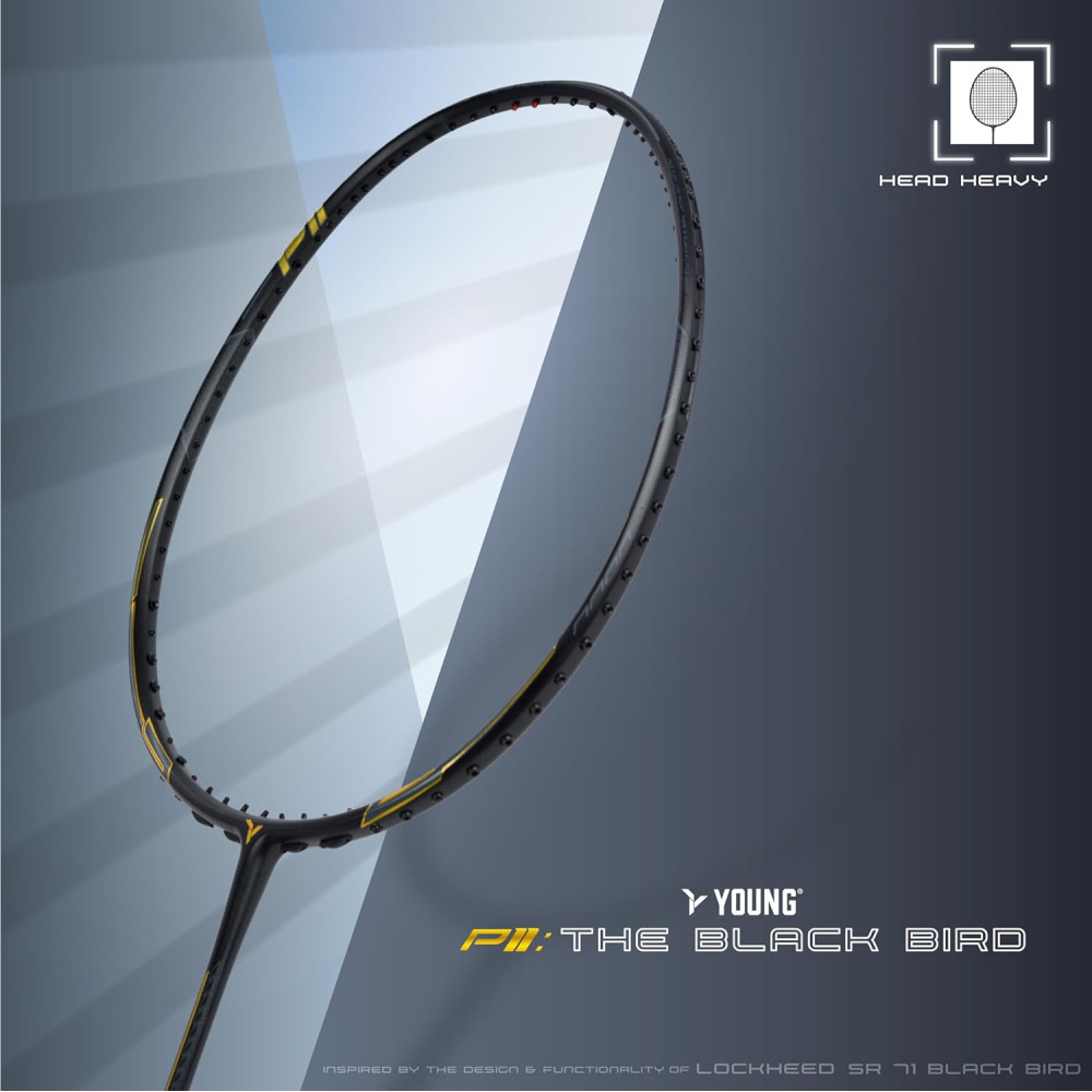 Young Black Bird P11 (30T Top Grade Japanese Graphite, 32LBS) Power-Speed Frame, Head Heavy Performance Grade Badminton Racket with Full Cover Young Black Bird P11 (30T Top Grade Japanese Graphite, 32LBS) Power-Speed Frame, Head Heavy Performance Grade Badminton Racket with Full Cover