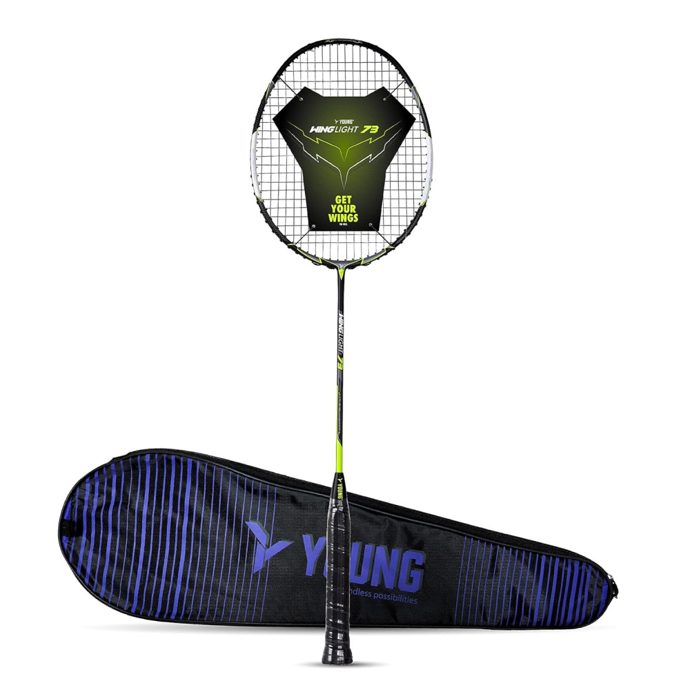 Young Wing Light 73 (73g, 30LBS) Strung Badminton Racquet with Full Cover (Black Green) Young Wing Light 73 (73g, 30LBS) Strung Badminton Racquet with Full Cover (Black Green)