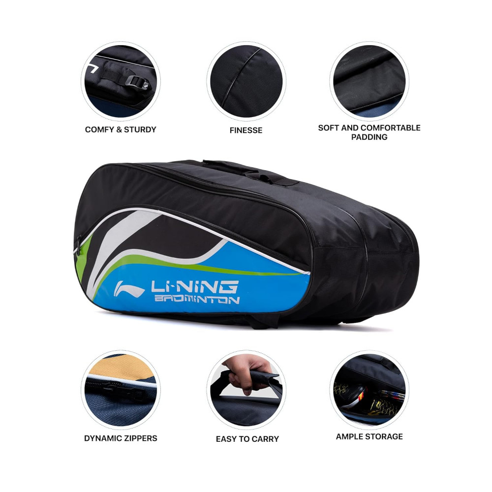 Li-Ning Panther Double Zipper Polyester Badminton Kit Bag| Stash Pocket | Ample Storage | Unisex - Men, Boys, Girls, Women Li-Ning Panther Double Zipper Polyester Badminton Kit Bag| Stash Pocket | Ample Storage | Unisex - Men, Boys, Girls, Women
