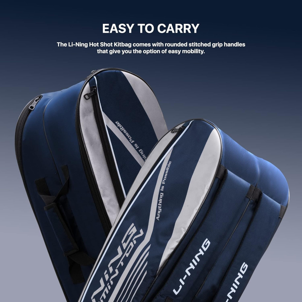 Li-Ning Hot Shot Triple Zipper Polyester Badminton Kit Bag | Easy - Access Compartments | Spacious | Unisex - Men, Boys, Girls, Women Li-Ning Hot Shot Triple Zipper Polyester Badminton Kit Bag | Easy - Access Compartments | Spacious | Unisex - Men, Boys, Girls, Women
